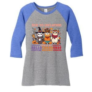 Due To Inflation Halloween Thanksgiving Ugly Christmas Llama Gift Women's Tri-Blend 3/4-Sleeve Raglan Shirt