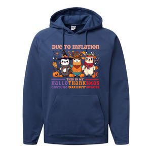 Due To Inflation Halloween Thanksgiving Ugly Christmas Llama Gift Performance Fleece Hoodie