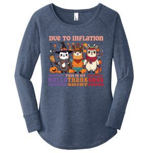 Due To Inflation Halloween Thanksgiving Ugly Christmas Llama Gift Women's Perfect Tri Tunic Long Sleeve Shirt