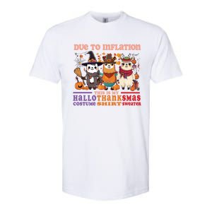 Due To Inflation Halloween Thanksgiving Ugly Christmas Llama Gift Softstyle CVC T-Shirt