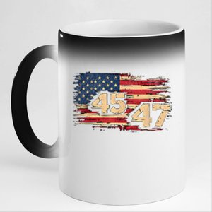 Donald Trump Inauguration Day 2025 47th President 47 Us Flagdonald Trump Inaugur 11oz Black Color Changing Mug