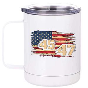 Donald Trump Inauguration Day 2025 47th President 47 Us Flagdonald Trump Inaugur 12 oz Stainless Steel Tumbler Cup