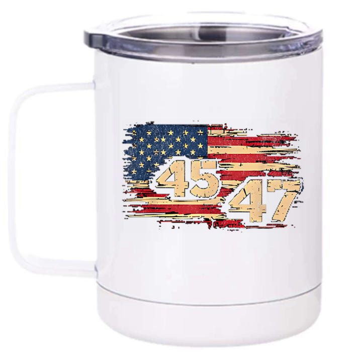 Donald Trump Inauguration Day 2025 47th President 47 Us Flagdonald Trump Inaugur 12 oz Stainless Steel Tumbler Cup