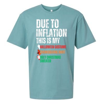 Due To Inflation This Is My Halloween Thanksgiving Christmas Sueded Cloud Jersey T-Shirt