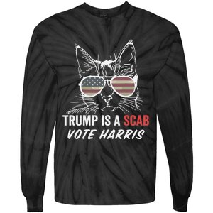 Donald Trump Is A Scab Vote Harris Cat Lady Tie-Dye Long Sleeve Shirt