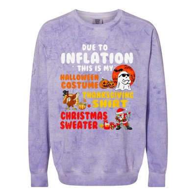 Due To Inflation This Is My Halloween Funny Sayings Colorblast Crewneck Sweatshirt