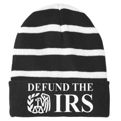 Defund The Irs Tax Return Patriot American Striped Beanie with Solid Band