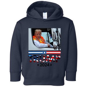 Donald Trump In Garbage Truck Team Garbage For Trump 2024 Toddler Hoodie