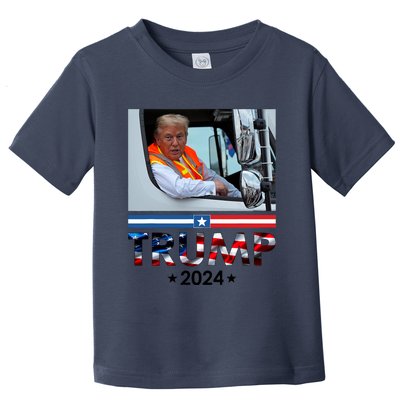 Donald Trump In Garbage Truck Team Garbage For Trump 2024 Toddler T-Shirt