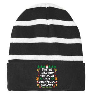 DUE TO INFLATION Ugly Christmas Pajama Striped Beanie with Solid Band