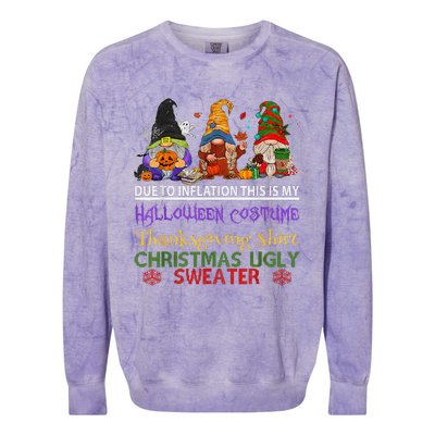 Due To Inflation This Is My Halloween Thanksgiving Christmas Colorblast Crewneck Sweatshirt