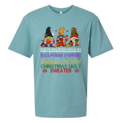 Due To Inflation This Is My Halloween Thanksgiving Christmas Sueded Cloud Jersey T-Shirt