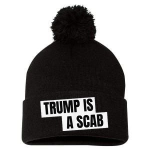 Donald Trump Is A Scab Pom Pom 12in Knit Beanie