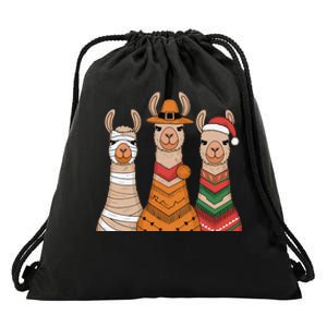 Due To Inflation Halloween Thanksgiving Christmas Llama Drawstring Bag