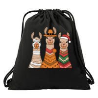 Due To Inflation Halloween Thanksgiving Christmas Llama Drawstring Bag