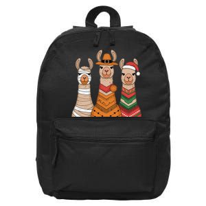 Due To Inflation Halloween Thanksgiving Christmas Llama 16 in Basic Backpack