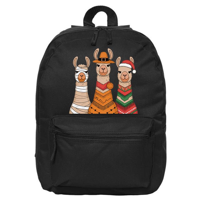 Due To Inflation Halloween Thanksgiving Christmas Llama 16 in Basic Backpack