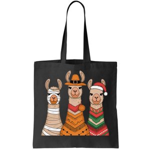 Due To Inflation Halloween Thanksgiving Christmas Llama Tote Bag