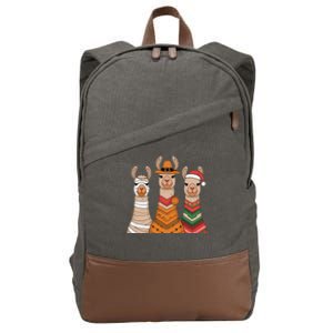 Due To Inflation Halloween Thanksgiving Christmas Llama Cotton Canvas Backpack