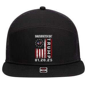 Donald Trump Inauguration Day 2025 47th President Usa Flag 7 Panel Mesh Trucker Snapback Hat