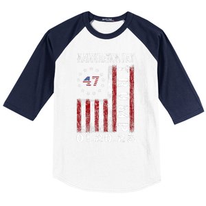 Donald Trump Inauguration Day 2025 47th President Usa Flag Baseball Sleeve Shirt