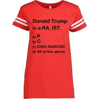 Donald Trump Is A Racist Anti Trump Joke Funny Enza Ladies Jersey Football T-Shirt