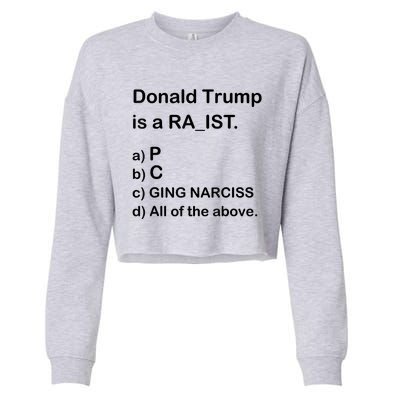 Donald Trump Is A Racist Anti Trump Joke Funny Cropped Pullover Crew