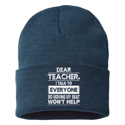 Dear Teacher I Talk To Everyone Funny Back To School Sustainable Knit Beanie