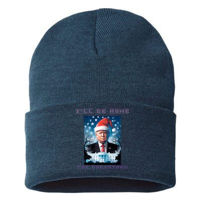 Donald Trump Ill Be Home For Christmas Inauguration Sustainable Knit Beanie