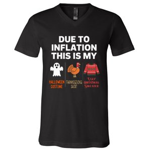 Due To Inflation This Is My Halloween Costume V-Neck T-Shirt