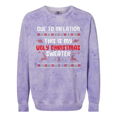 Due To Inflation Ugly Christmas Sweater Funny Xmas Colorblast Crewneck Sweatshirt