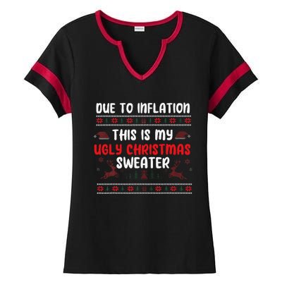 Due To Inflation Ugly Christmas Sweater Funny Xmas Ladies Halftime Notch Neck Tee