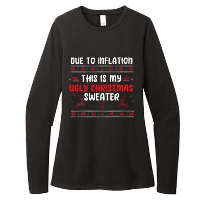 Due To Inflation Ugly Christmas Sweater Funny Xmas Womens CVC Long Sleeve Shirt