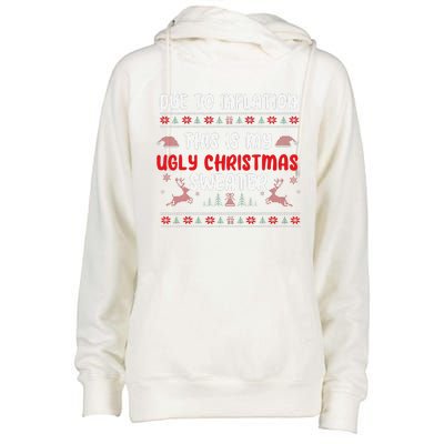 Due To Inflation Ugly Christmas Sweater Funny Xmas Womens Funnel Neck Pullover Hood