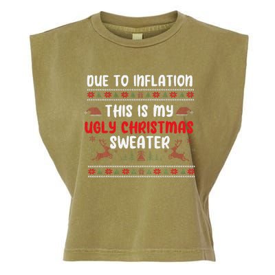 Due To Inflation Ugly Christmas Sweater Funny Xmas Garment-Dyed Women's Muscle Tee