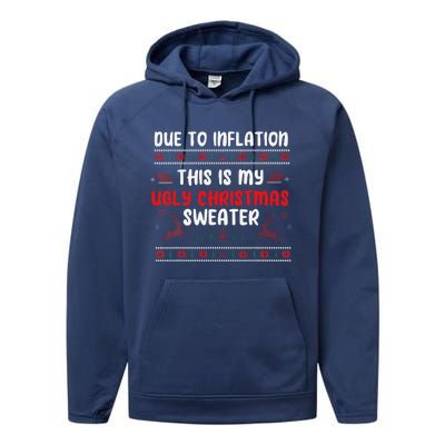 Due To Inflation Ugly Christmas Sweater Funny Xmas Performance Fleece Hoodie