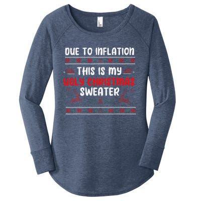 Due To Inflation Ugly Christmas Sweater Funny Xmas Women's Perfect Tri Tunic Long Sleeve Shirt