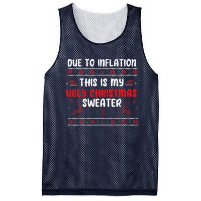 Due To Inflation Ugly Christmas Sweater Funny Xmas Mesh Reversible Basketball Jersey Tank