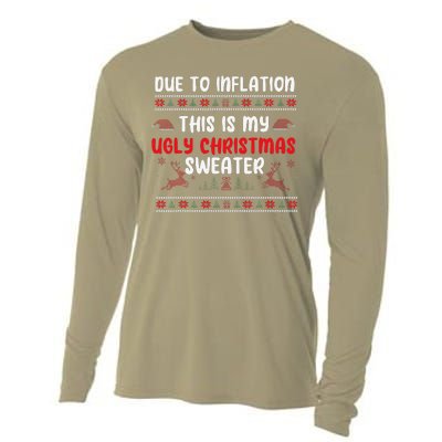 Due To Inflation Ugly Christmas Sweater Funny Xmas Cooling Performance Long Sleeve Crew