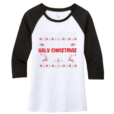 Due To Inflation Ugly Christmas Sweater Funny Xmas Women's Tri-Blend 3/4-Sleeve Raglan Shirt