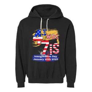 Donald Trump Inauguration Day 2025 47th President Usa Flag Garment-Dyed Fleece Hoodie