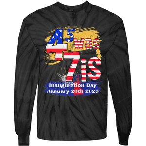 Donald Trump Inauguration Day 2025 47th President Usa Flag Tie-Dye Long Sleeve Shirt