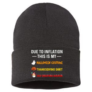 Due To Inflation This Is My Funny Halloween Costume Sustainable Knit Beanie