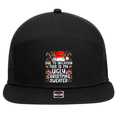 Due To Inflation This Is My Ugly Sweater Family Christmas 7 Panel Mesh Trucker Snapback Hat