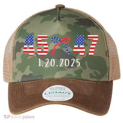 Donald Trump Inauguration Day 2025 45 47 American Flag Bow Legacy Tie Dye Trucker Hat