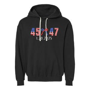 Donald Trump Inauguration Day 2025 45 47 American Flag Bow Garment-Dyed Fleece Hoodie