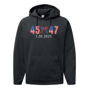 Donald Trump Inauguration Day 2025 45 47 American Flag Bow Performance Fleece Hoodie