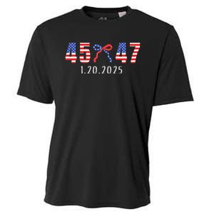 Donald Trump Inauguration Day 2025 45 47 American Flag Bow Cooling Performance Crew T-Shirt