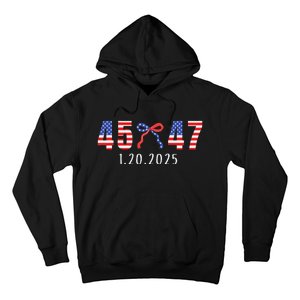 Donald Trump Inauguration Day 2025 45 47 American Flag Bow Hoodie