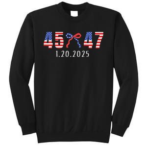 Donald Trump Inauguration Day 2025 45 47 American Flag Bow Sweatshirt